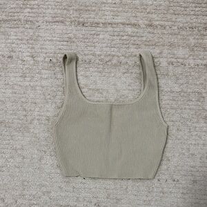 Aritzia Cream Ribbed Crop Top